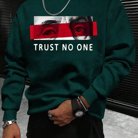Men's Regular Fit Letter & Graphic Print Round Neck Sweatshirt, Casual Long-Sleeve Pullover for Fall & Winter, Fashion Men's Top for Daily Wear, Fitted Menswear, Casual Chic Clothes, Crewneck Pullover