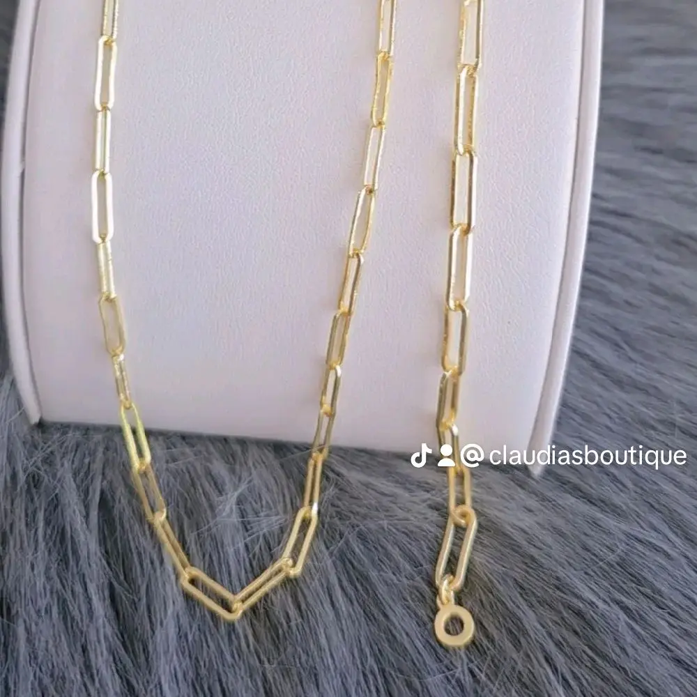 Claudia's Boutique Paper Clip Chains Bracelet Set Necklace Gold-Tone Chain Jewelry for Stylish Accessories