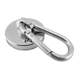 PMU Super Magnet w/Easy-Clip Swivel Carabiner Hook Maximum Strength 35 to 50 Lbs Pkg/1