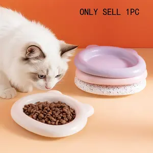 Ceramic Pet Feeding Bowl, Large Diameter Cat & Dog Food Basin, Easy to Clean Canned Food Plate, Tray, Household Kitten & Dog Bowl