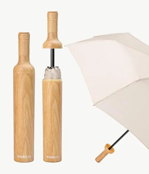 Vinrella Wine Bottle Umbrella - Light Wood