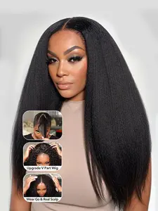 Yaki Straigh Human Hair Wigs, 150% Density Glueless Wigs for Women, Fashionable Wigs for Party, Daily Use