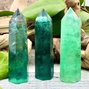 Green Fluorite Healing Crystal Tower Point Wand Reiki Obelisk Home Decor Gifts