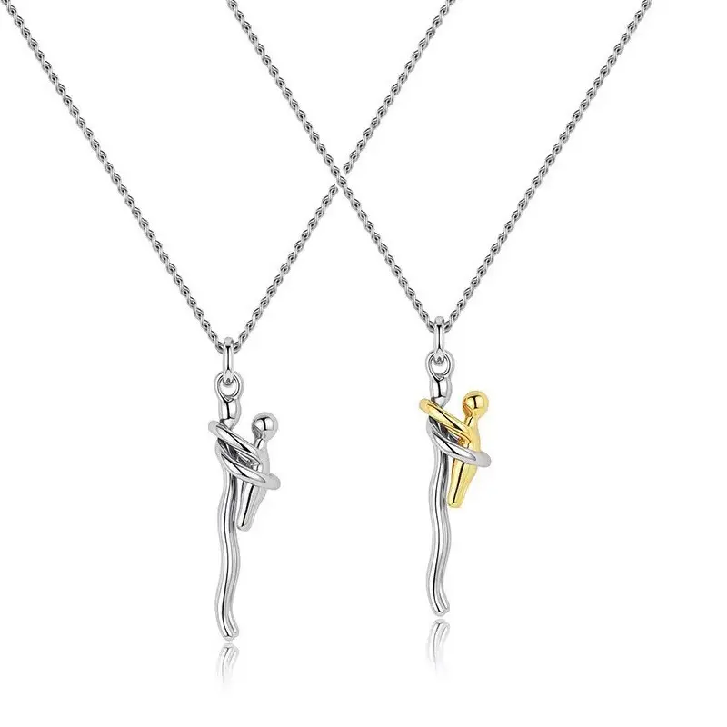 Unisex Child Hug Pendant Artificial Gemstone Necklace - New Jewelry, Sentimental Gift for Key Moments, Model aA10154-XL, Special Gifts