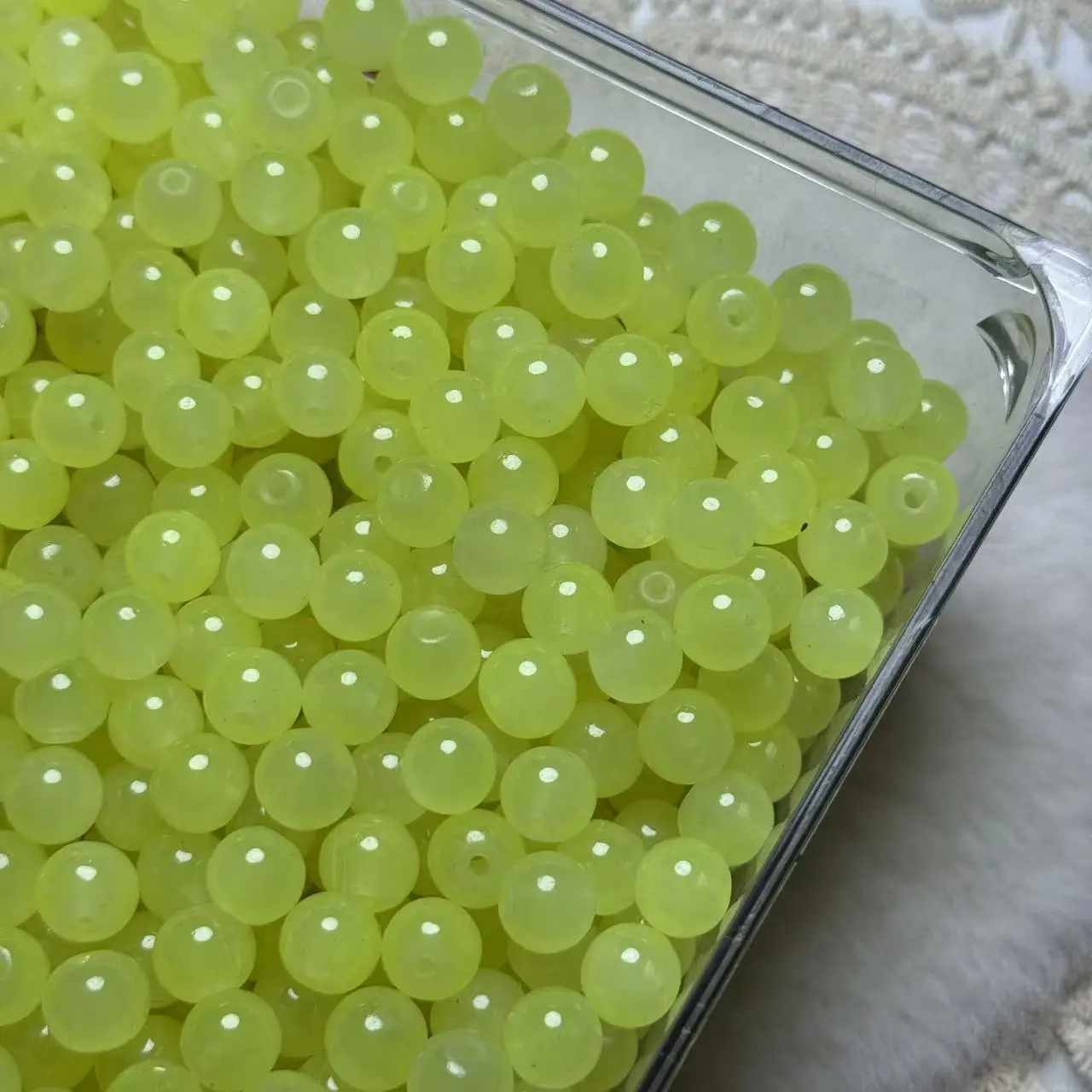 【A40】8mm Fluorescent Yellow Glass Bead 50ML 【A40】8mm Fluorescent Yellow Glass Bead 50ML