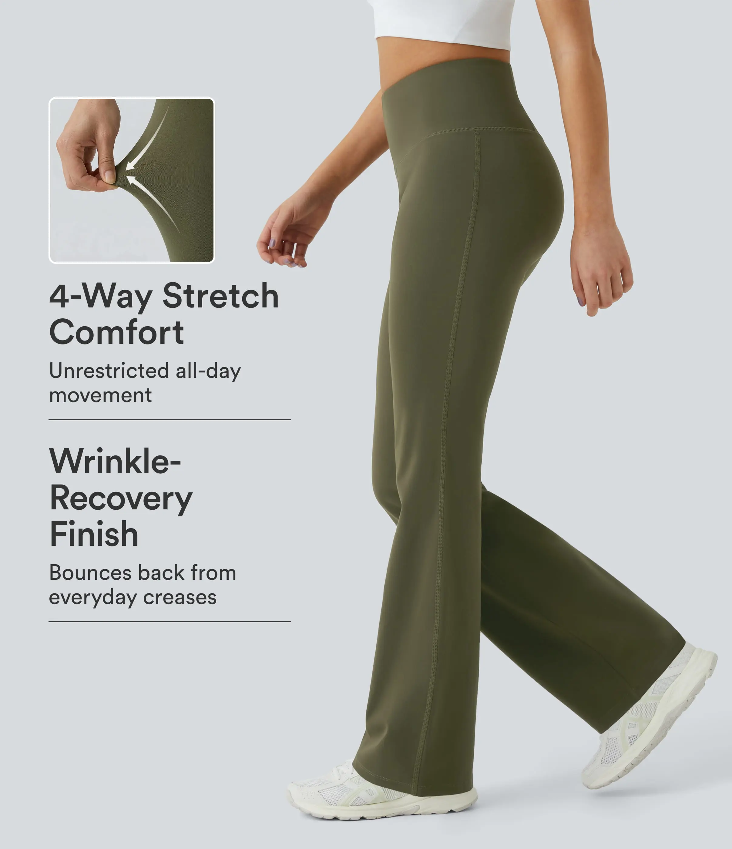 Halara High Waisted Back Pocket Plain Slight Flare Leggings Gym Activewear