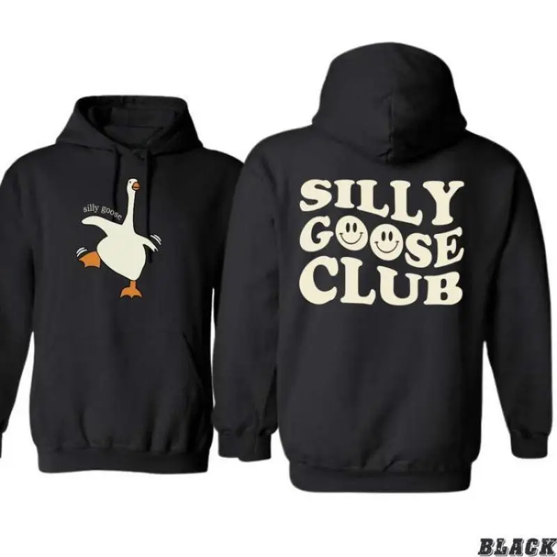 Men's Unisex Classic Casual Cotton Long-Sleeve Hoodie - Silly Goose Club Funny Graphic Pullover, Streetwear, 3XL Sweatshirts, Aesthetic Menswear Top