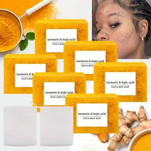 6 Lemon Turmeric Soaps with Foaming Net - Deep Cleansing and Moisturizing Body Soap, Suitable for All Skin Types