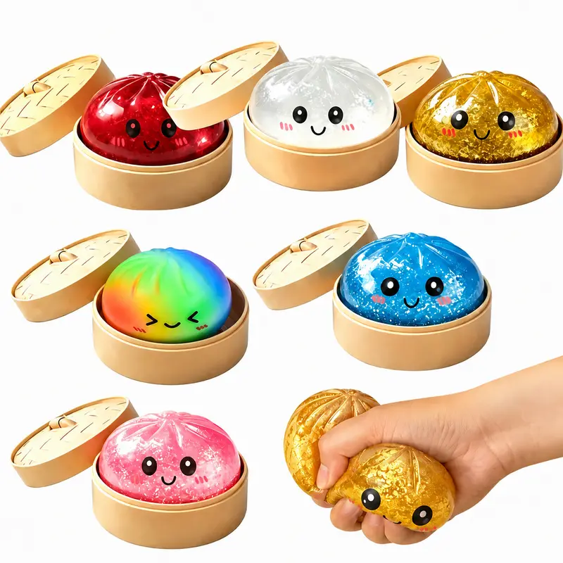 1-Pc Kawaii Bao Bun Squishy Stress Ball - Elastic Unisex Squishy Fidgets, Soft Hand Squeeze Ball for Kids, Party Favor Gift