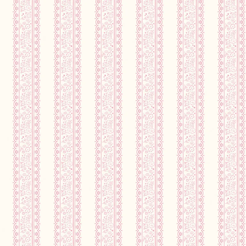 Fabric Riley Blake Cream Floral Stripes Sweet Pink by the Quarter Yard C17413-CREAM
