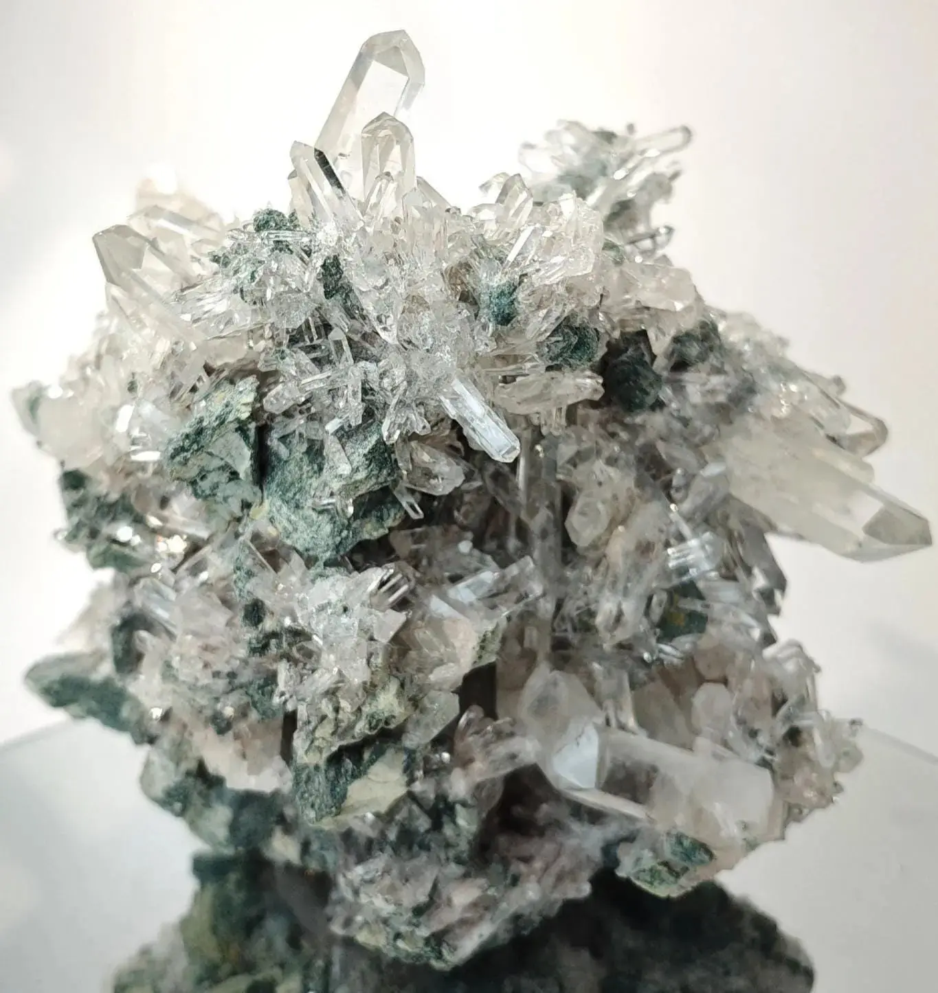 Crystalline Pink Lemurian Quartz with Chlorite and Fuchsite - Amazing Show Piece