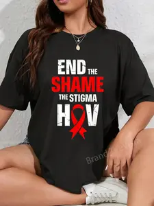100% Cotton Unisex End The Shame The Stigma HIV AIDS Awareness Month T-Shirt