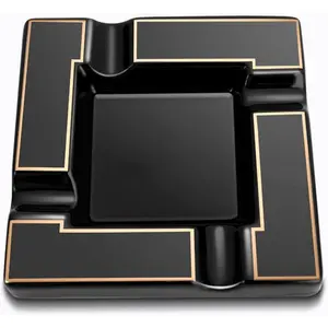 Large Black Ceramic Cigar Ashtray for Men, Perfect for Travel Indoor Outdoor Patio Home Office, Ideal Gift