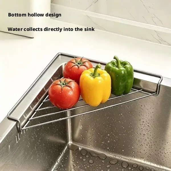 Multifunctional Stainless Steel Sink Drain Basket – Kitchen Rack for Washing Produce and Dishes
