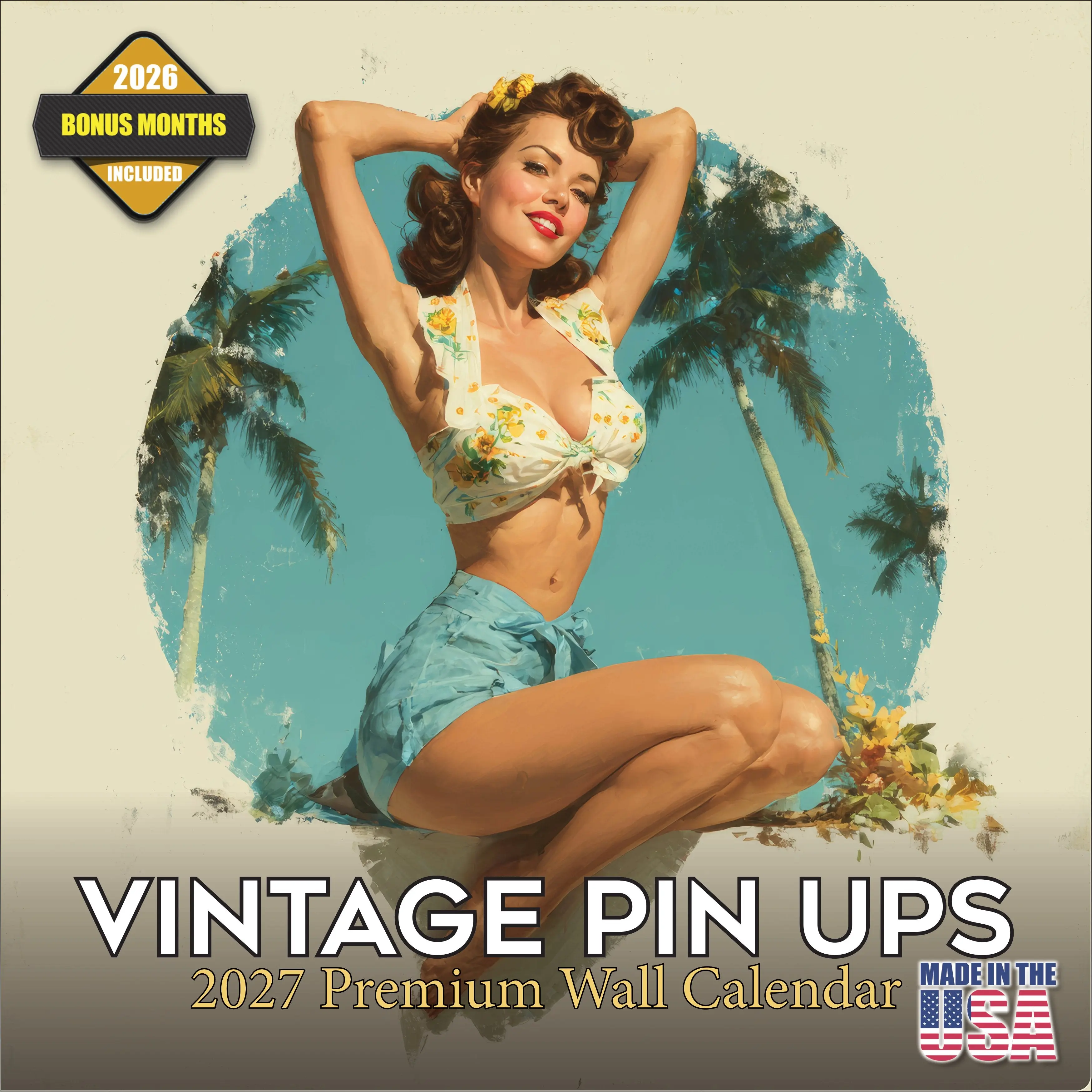 Vintage Pin Ups Wall Calendar 2027 - 12" x 12" Monthly Timeless Nostalgic Glamour & Art History Calendar