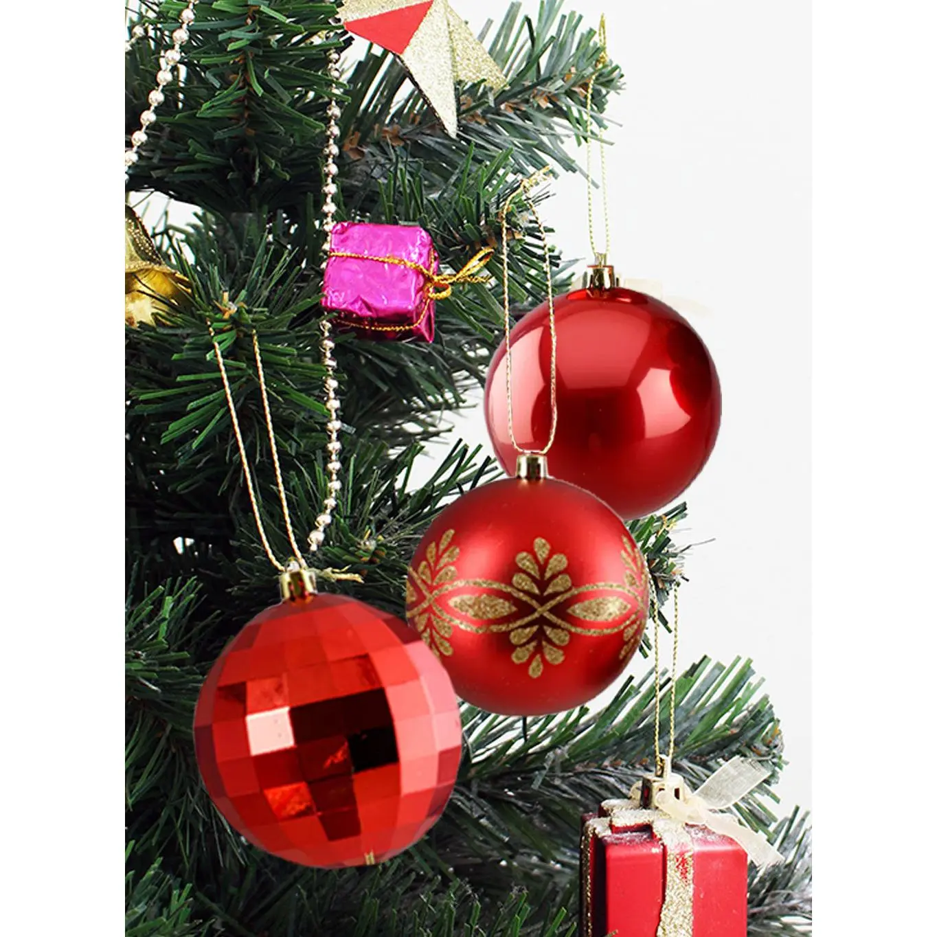 4" Red Christmas Ball Ornaments, Pack of 12