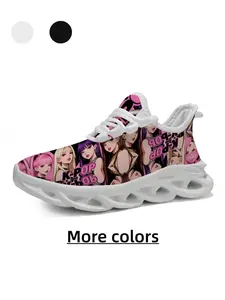 Festival Gift, Trendy Colorblock Cute Girl Group Print Sneakers, Soft Anti-Slip, All Seasons Casual Shoes