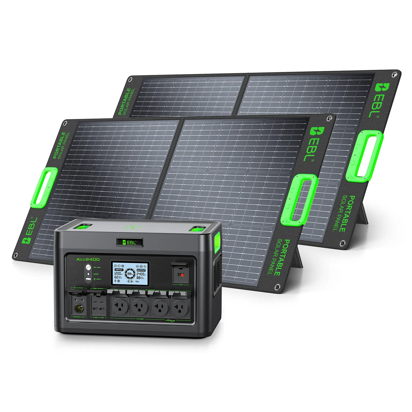 EBL 2400W Power Station + Solar Panel Bundle | 1843Wh Solar Generator (100W/200W Options) for Home Backup RV Off-Grid (Shipped Separately)
