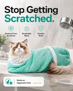 Cat Bathing Bag – Heavy-Duty Anti-Scratch Grooming Restraint Bag | Durable Adjustable Mesh Cat Washing Bag for Safe Bathing & Nail Trimming UMiYIDIAN