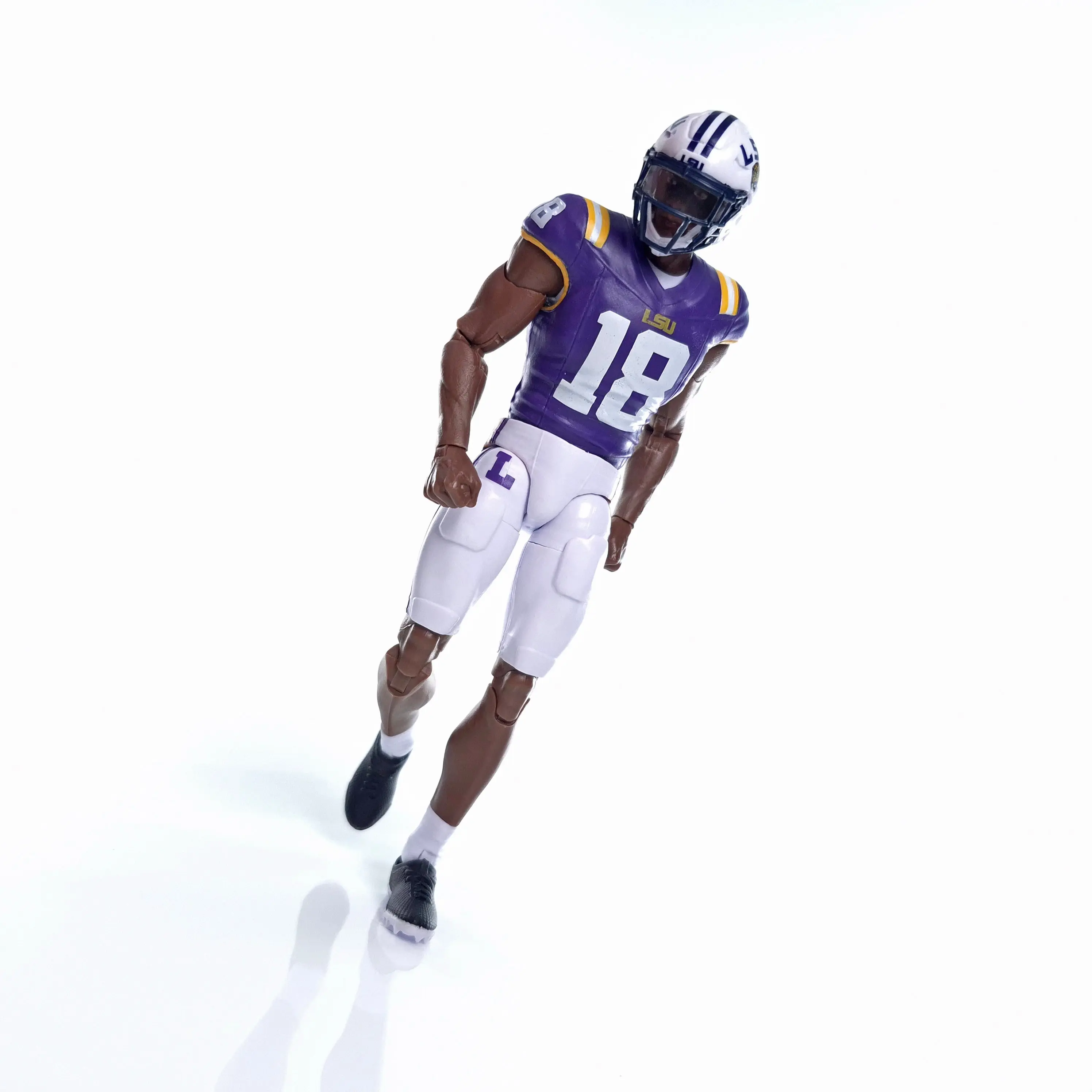 LSU Licensed Football Action Figure - #18 Walk-On Player, Dark Color, Tiger Pride Sports Collectible, Football Pose Display Piece, Action Figures