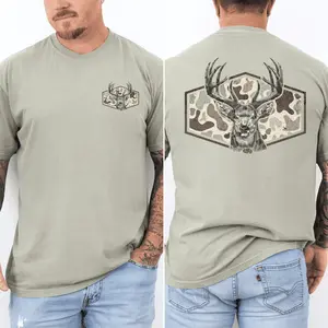Men's Deer Hunting Camouflage 【100% cotton】 T-Shirt, Old School Camo Graphic Tee, Ideal Father's Day Gift for Dad & Husband, Rugged Outdoor Vintage Style, Soft Washed Cotton, Relaxed Fit for Hunting & Casual Everyday Wear