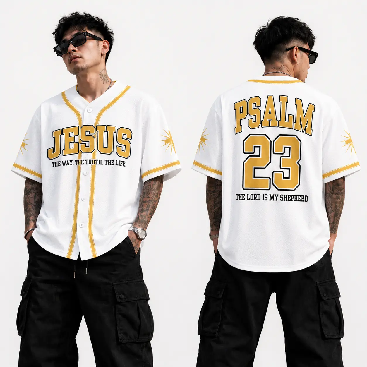 Jesus Psalm 23 Baseball Jersey – Christian Faith Button Up Shirt, Black Red Religious Sports Jersey, Bible Verse Game Day Top, Unisex Gift