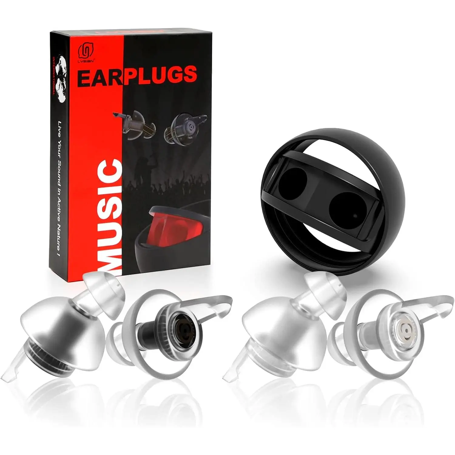 High Fidelity Ear Plugs for Concerts - Reusable Noise Cancelling Concert Earplugs for Musicians, , Music Festival, Games, DJ, Drumline-2 Pairs Valued Pack