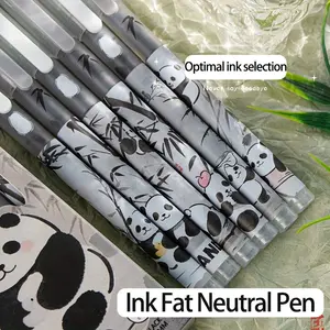 6Pcs ink straight liquid neutral pen Chinese style fresh cute animal 0.5mm black signature pen