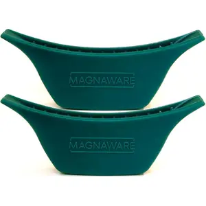 Magnaware Silicone Handle Covers Heat-Resistant Pot Holders for Oval & Round Dutch Ovens Stockpots Non-Slip Grips Green Set of 2