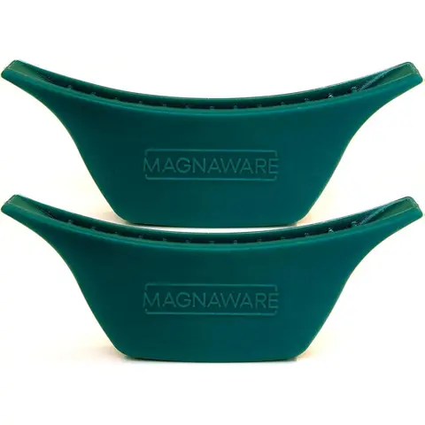 Magnaware Silicone Handle Covers Heat-Resistant Pot Holders for Oval & Round Dutch Ovens Stockpots Non-Slip Grips Green Set of 2