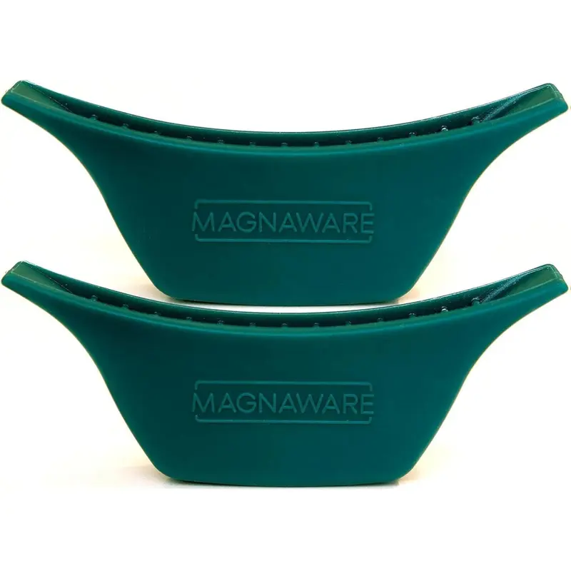 Magnaware Silicone Handle Covers Heat-Resistant Pot Holders for Oval & Round Dutch Ovens Stockpots Non-Slip Grips Green Set of 2