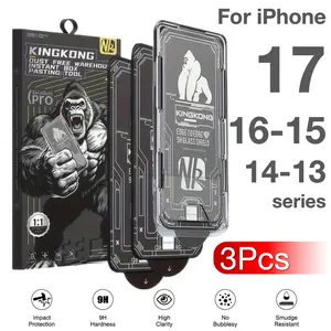 3-Pack Apple iPhone 17e 17 16 15 14 13 Pro Max Plus Air Tempered Screen Protectors, Military Grade Protection, Auto-Align, Dust-Free, Bubble-Free, Smooth Feel, 9h Hardness, Accessories