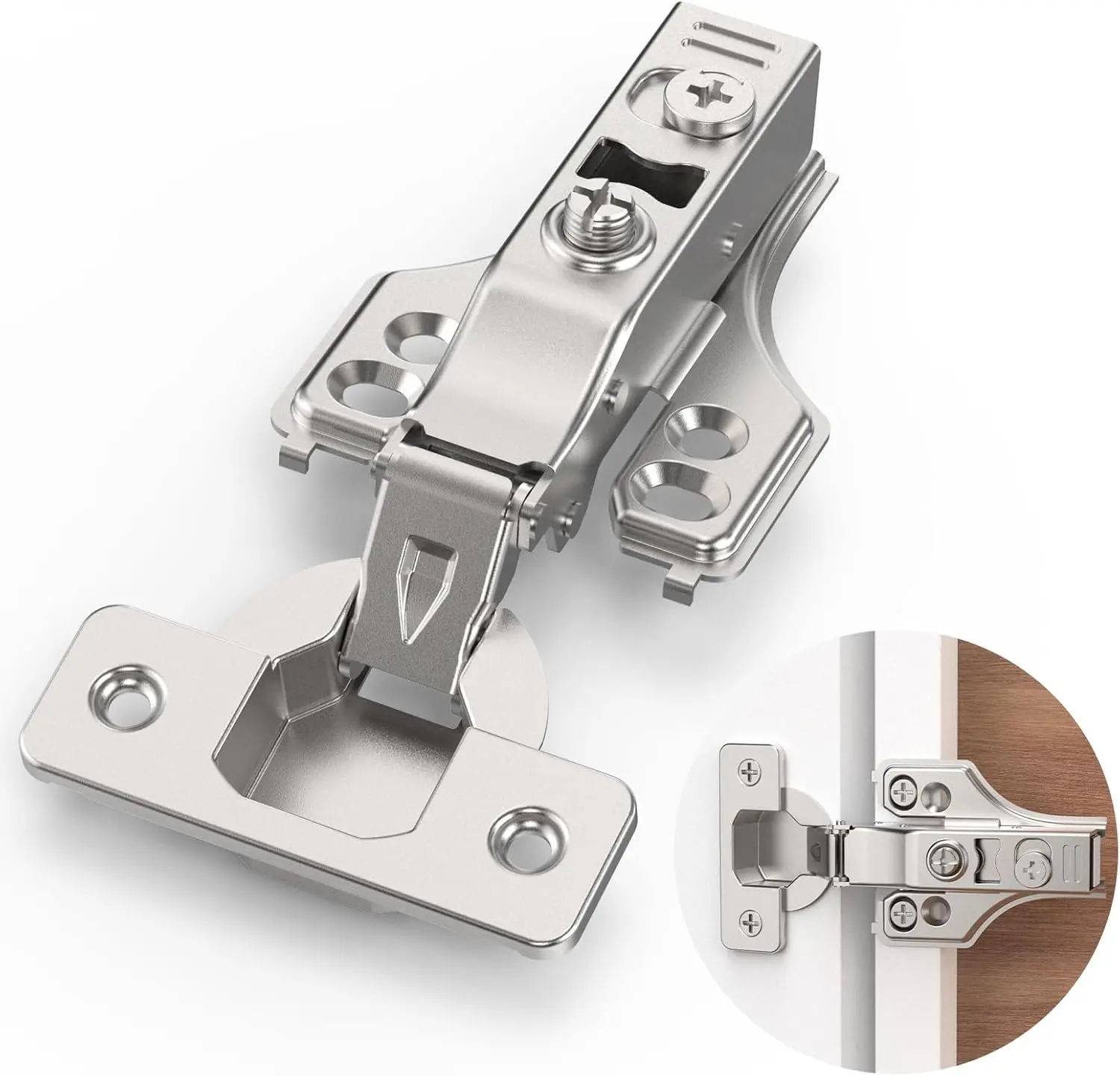 2 Pairs Full Overlay Hydraulic Damper Concealed Cabinet Hinges, 3/4in Face Frame Hinges with Enhanced Soft Close Mechanism, 3D Adjustable Frame & Frameless Fit, Small Angle Buffer, Precise Fit, Prevents Pinching, 3/4 Inch, Smooth And Silent Closing