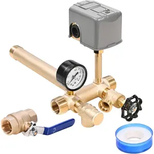 VEVOR 1x 11 Well Pressure Tank Tee Kit, with 40/60PSI Switch, 7 - Pieces Pure Brass Pressure Tank Installation Kit for Water Well, Fit Most Tanks with Diameters up to 16 InchesVEVOR Super Brand Day