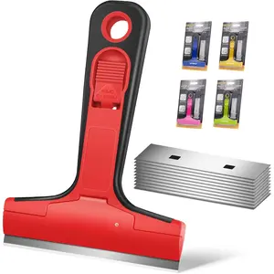 Razor  Scraper, 1 Pack Scraper Tool with 10 count 4-Inch , Razor Scraper for Cleaning Glass, Window, Stove Top, Oven, Kitchen, Cooktop, Shower Door, Sticky , Tile, Wallpaper