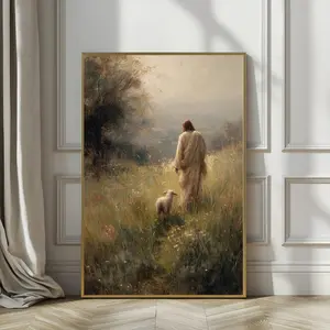 Jesus Leaves The 99, Christian Good Shepherd Artwork Unframed