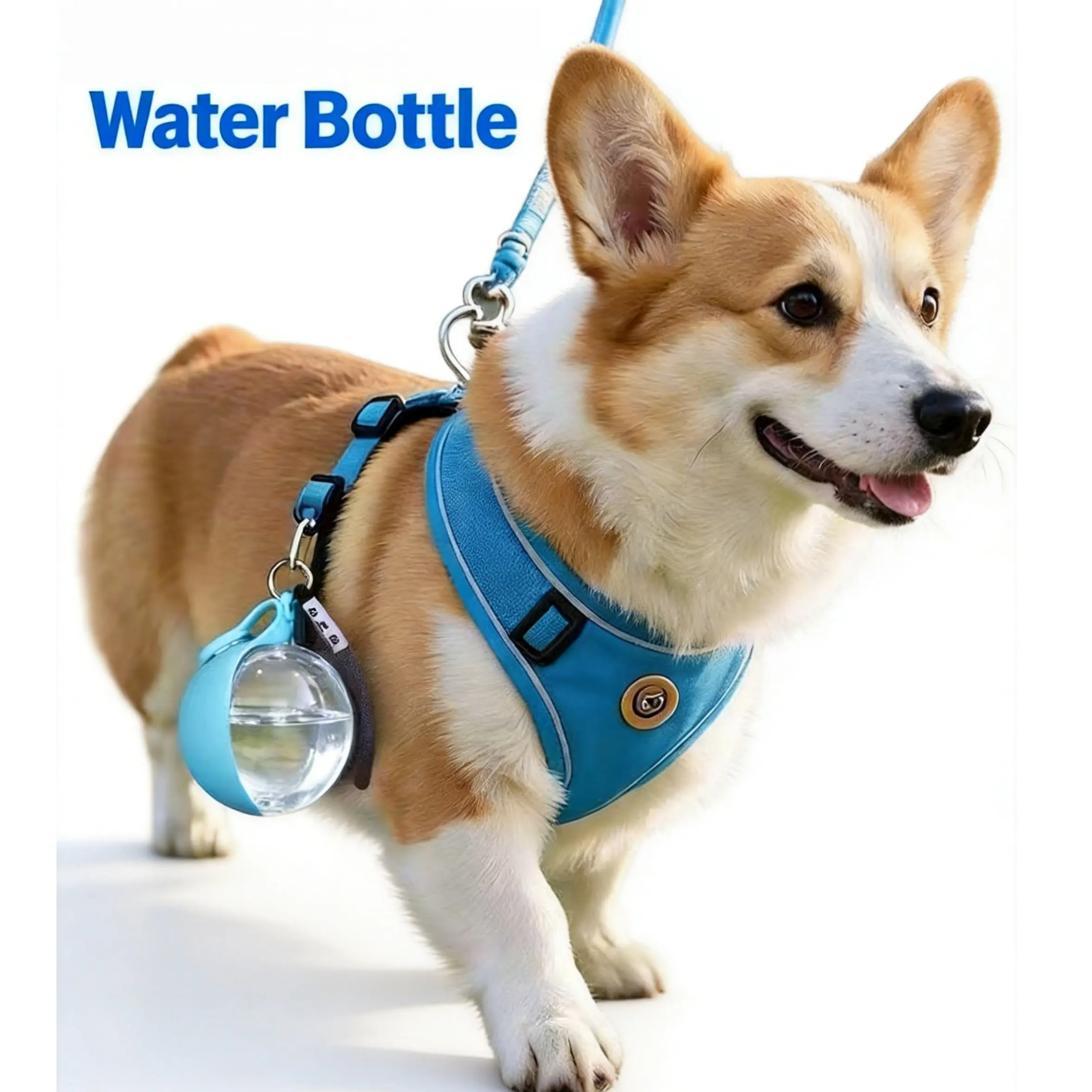 Pet water bottle - Portable drinking cup for outdoor use, hanging style, spherical shape, with return flow function, foldable drinking fountain, outdoor dog water bowl