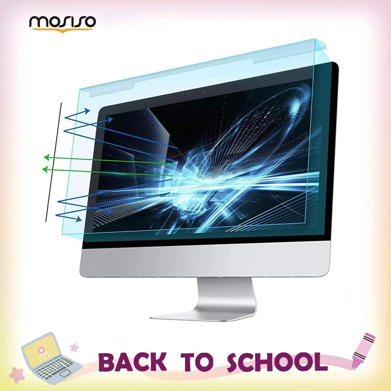 MOSISO Blue Light Blocking Screen Protector for Monitor 19-32 Inch Anti UV Anti Glare Eye Protection Filter Film for 16:9 PC Computer Desktop Display Privacy Light Filter for Office Gaming, Ultra Thin, Anti-Blue Light Computer Monitor Accessories, Eye-Fri