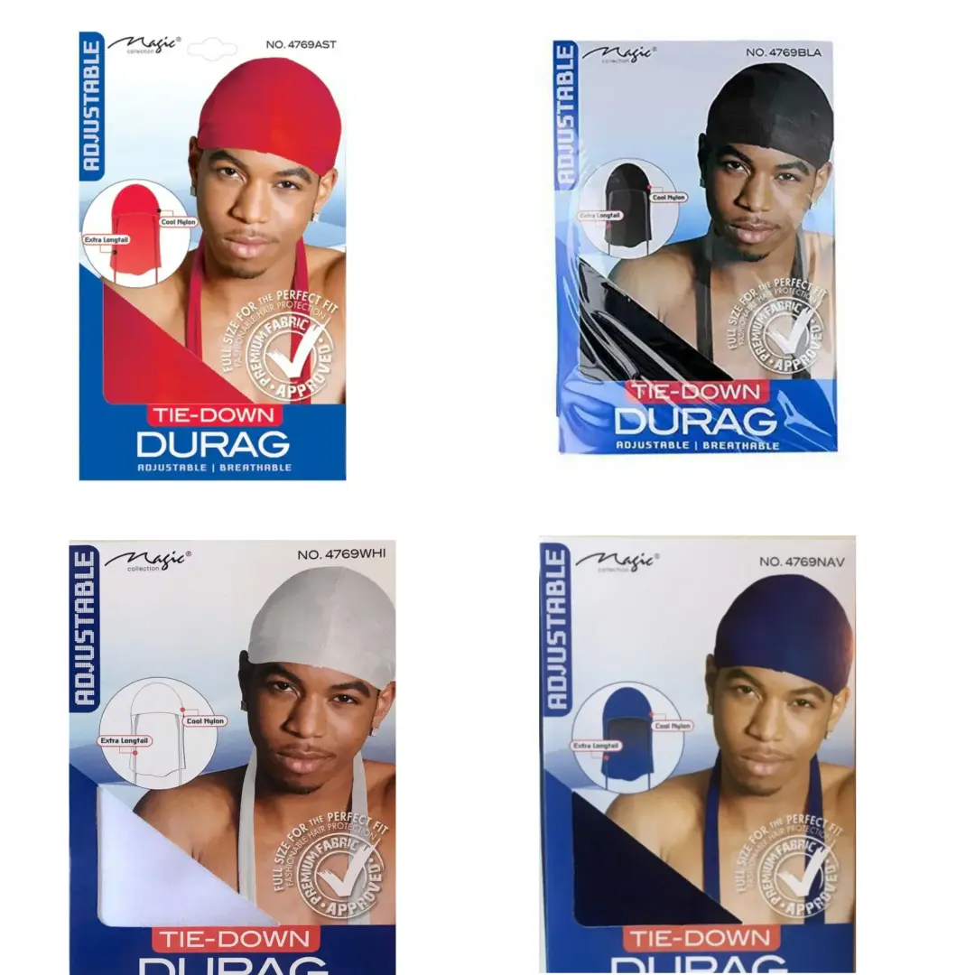 Adjustable & Breathable Tie-Down Durag Extra Long Tail