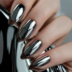 Middle-Length Square Nail Stickers, Removable 24pcs Fake Nails, Glossy Simple Fashion Design, Medium Length, No Ca Prop 65