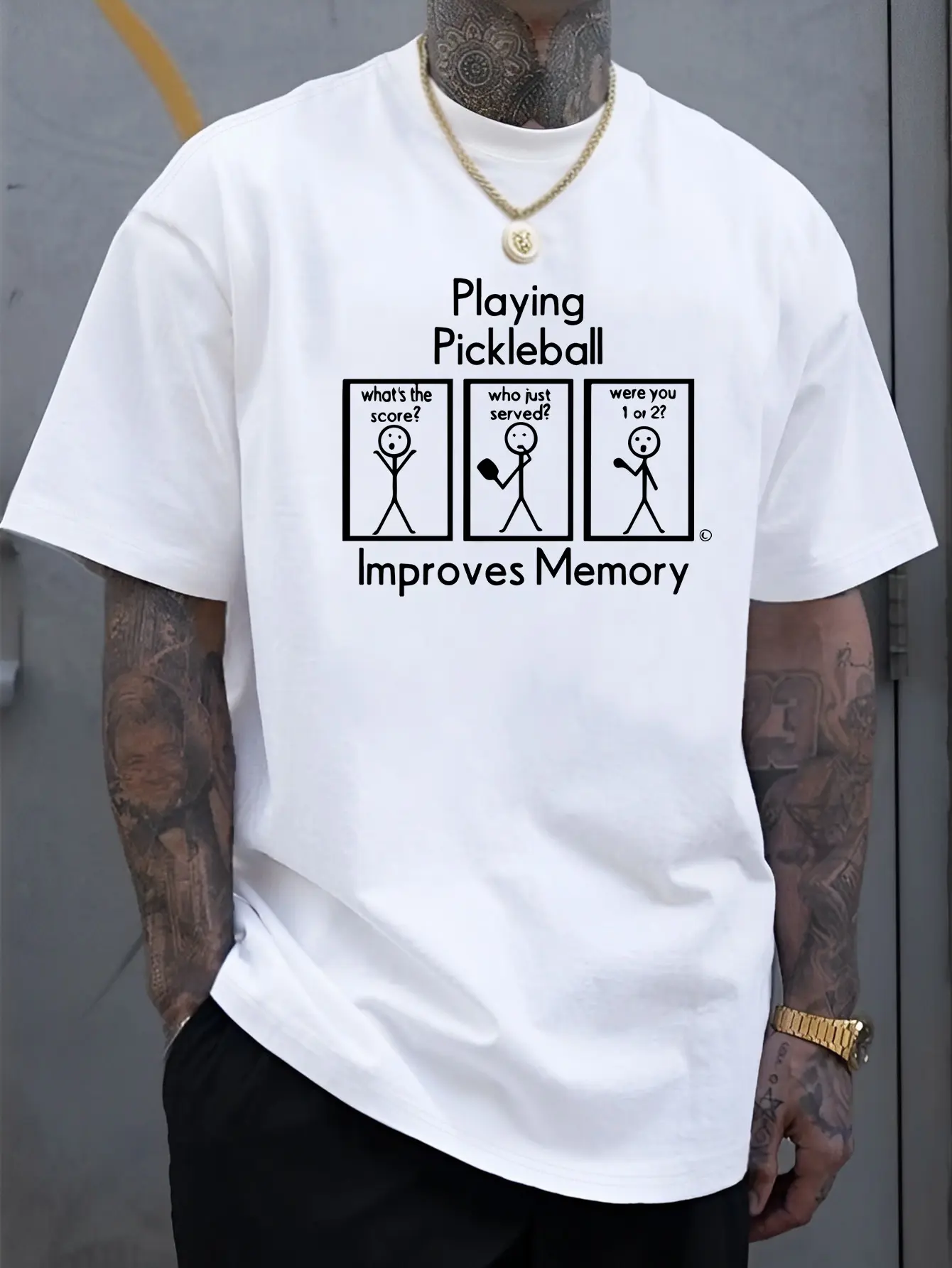 Men's Short Sleeve T-Shirt White Playing Pickleball Improves Memory Graphic Tee for Sports Enthusiasts
