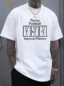 Men's Short Sleeve T-Shirt White Playing Pickleball Improves Memory Graphic Tee for Sports Enthusiasts