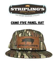 Camo Five Panel Men's Hat with Patch - Stripling's General Store