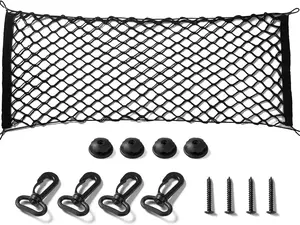 Cargo Net Stretchable, Car Exterior Accessories, Adjustable Elastic Trunk Storage Net with Hook for SUVs, Cars and Trucks (35.4x15.8 Inch)