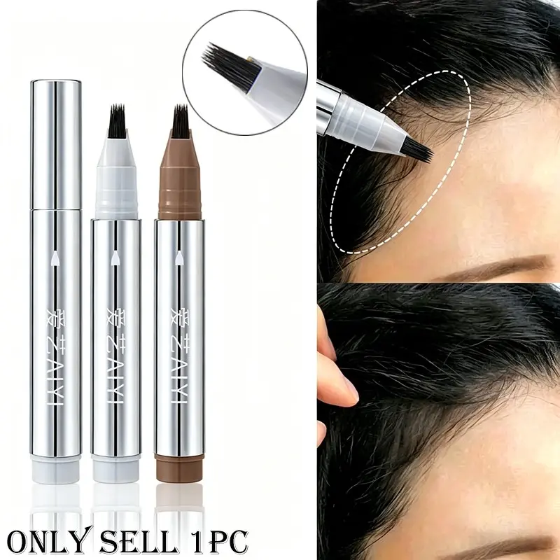 Dual-use four-pronged eyebrow & hairline pen, draw brows and fill hairline in one, create natural 3D hair stroke effect, Eyebrow Makeup Tool