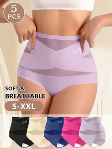 Women's High Waist Stretchy Smooth Compression Shapewear Briefs, Tummy Control Waist Shaper, Mesh Breathable Underwear for All-Day Comfort & Everyday Use, Fit Clothes