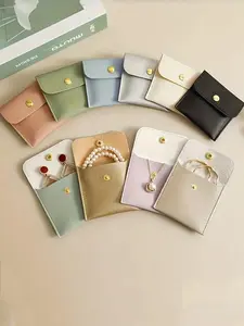 10pcs White Silvery Pink Black Faux Leather Jewelry Pouches with Snap Closure Jewelry Storage Bag - Luxurious Gift Bags for Earrings, Necklaces, Bracelets, And Rings - Perfect for Storage & Pieceaging, Jewelry Organization System, Faux Leather