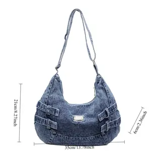 New Fashion Large Capacity Denim Crossbody Shoulder Bag for Women Casual Storage Bag Textured Casual and Versatile Coach Bag