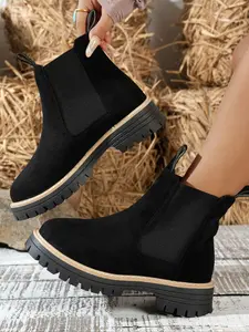 Women's British Style Ankle Boots, PU Leather & PVC Sole, Ombre Pattern, Fall Winter Casual Shoes, Matching Dress Boot