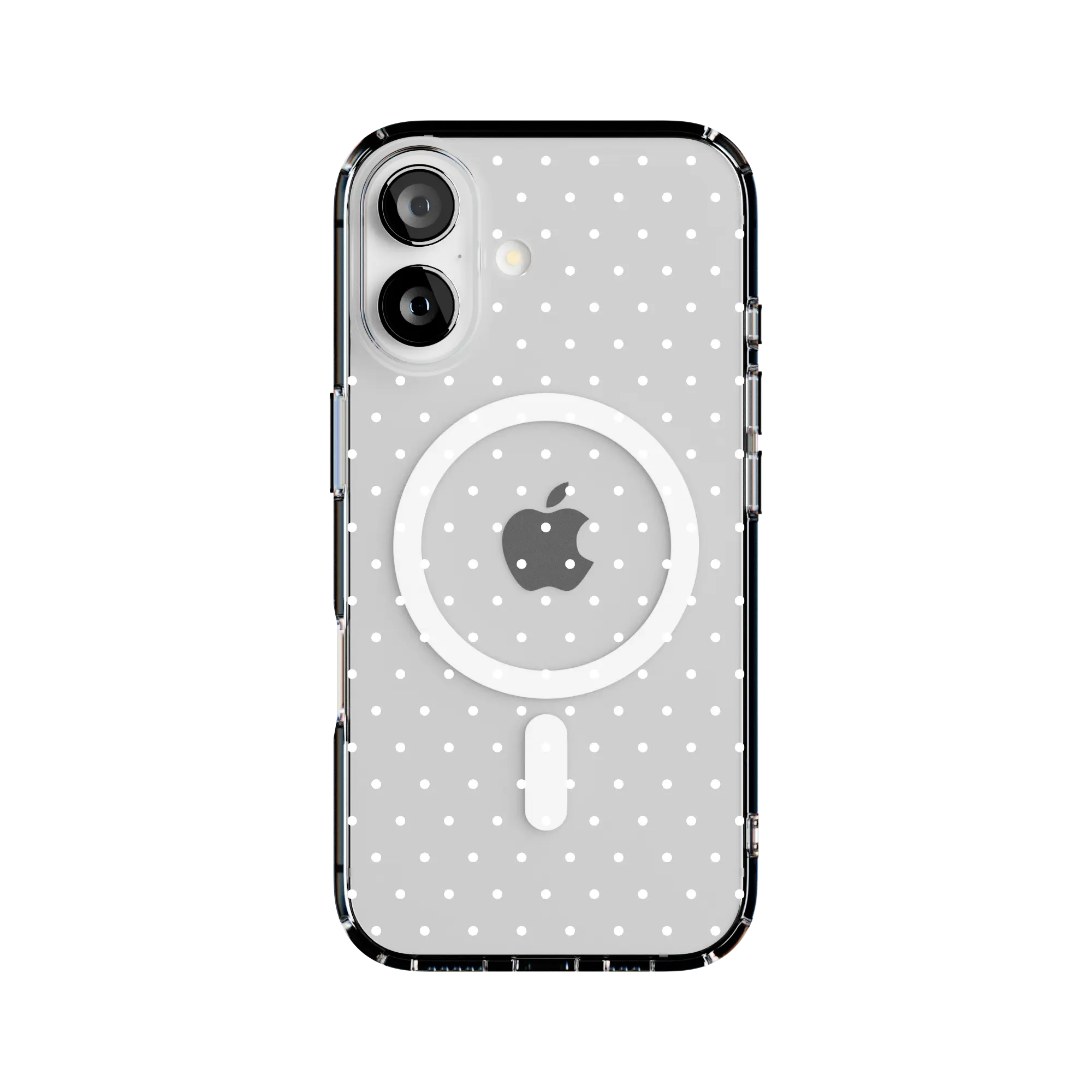 Casely iPhone 16 Case | On the Dot | White Polka Dot | Clear Classic Ultra-Thin Design | Compatible with MagSafe